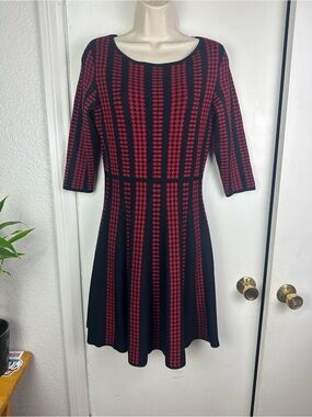 Danny & Nicole Black and Red Fit-and-Flare Dress
